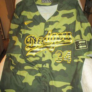 Fernando Valenzuela Los Angeles Dodgers Majestic Camouflage Jersey Size XXXL